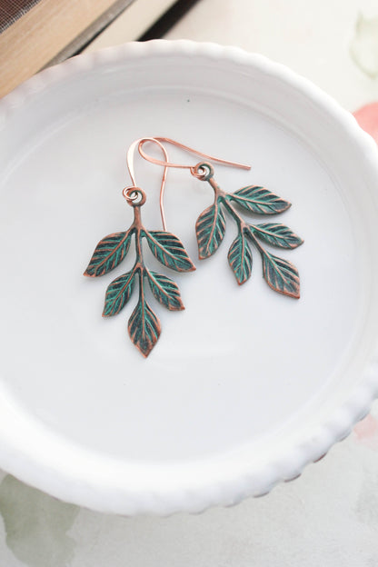 Mint Copper Acorn Earrings
