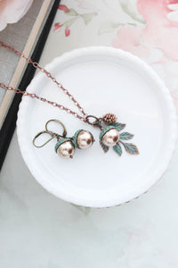 Mint Copper Acorn Earrings