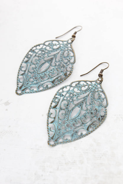 French Aqua Filigree Earrings