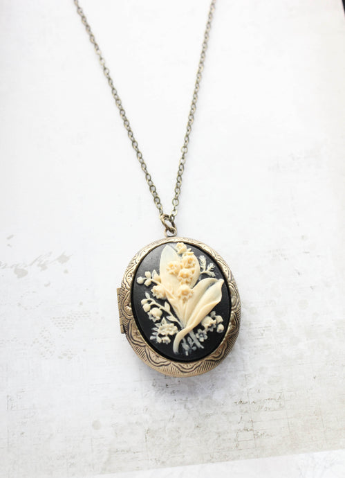 Lily of the Valley Cameo Locket