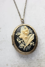 Load image into Gallery viewer, Lily of the Valley Cameo Locket