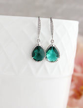 Load image into Gallery viewer, Sparkle Drop Earrings - Emerald Green