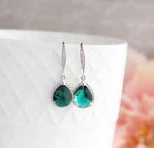 Load image into Gallery viewer, Sparkle Drop Earrings - Emerald Green