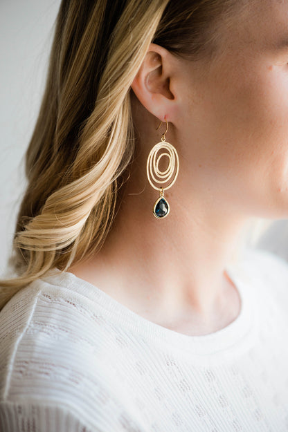 Gold Swirl Filigree - Navy Blue Jewel