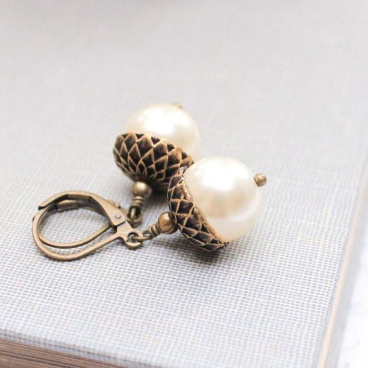 Pearl Acorn Earrings (16 Colors)