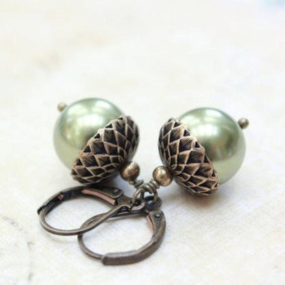 Pearl Acorn Earrings (16 Colors)