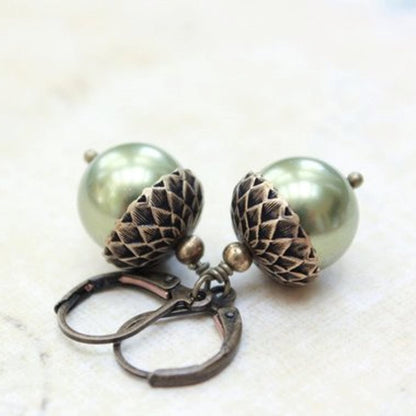 Cranberry Red Acorn Earrings - (14 colors)