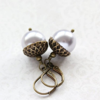 Cranberry Red Acorn Earrings - (14 colors)