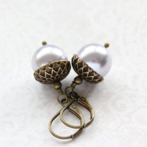Pearl Acorn Earrings (16 Pearl Colors)