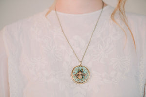 Owl Locket Necklace -Antiqued Gold