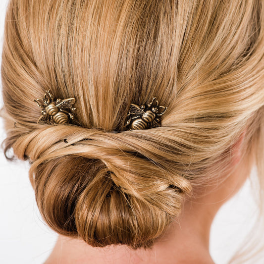 Bee Bobby Pins - Antiqued Brass