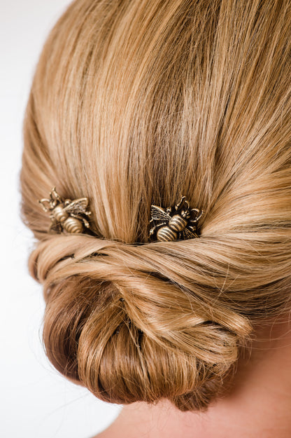 Bee Bobby Pins - Antiqued Brass