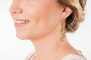 Long Bar Filigree Earrings - Gold