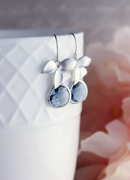 Navy Blue Orchid Earrings (3 styles)