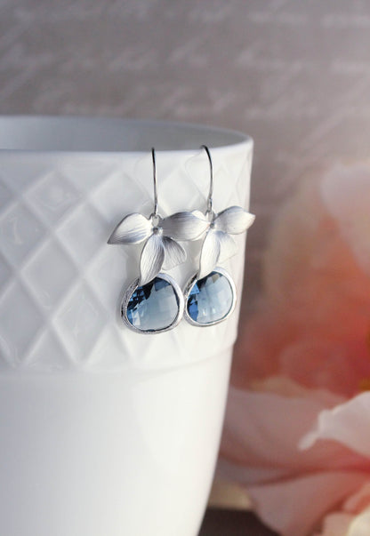 Navy Blue Orchid Earrings (3 styles)