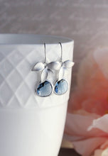 Load image into Gallery viewer, Silver Orchid Earrings - Navy