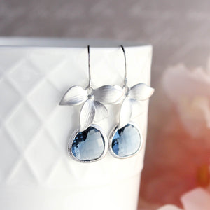 Navy Blue and Silver Earrings 