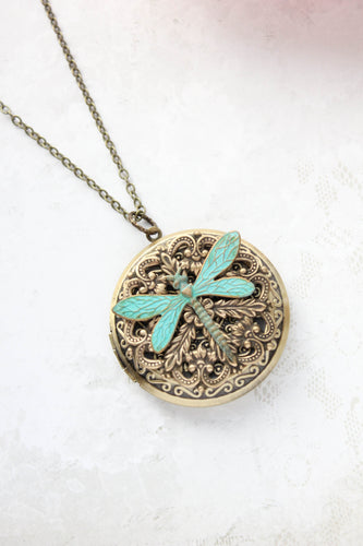 Big Dragonfly Locket Necklace