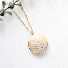 Load image into Gallery viewer, White Patina Floral Locket
