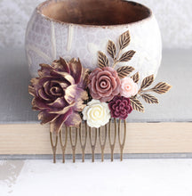 Load image into Gallery viewer, Berry Purple Floral Comb - C1010