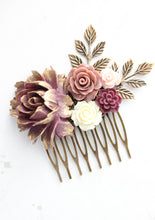 Load image into Gallery viewer, Berry Purple Floral Comb - C1010