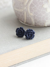 Load image into Gallery viewer, Rose Studs - Midnight Blue