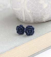 Load image into Gallery viewer, Rose Studs - Midnight Blue