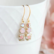 Load image into Gallery viewer, Rose Cameo Earrings - Pink