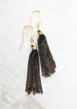 Load image into Gallery viewer, Black Chain Tassle Earrings