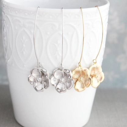 Dogwood Flower Earrings - Gold