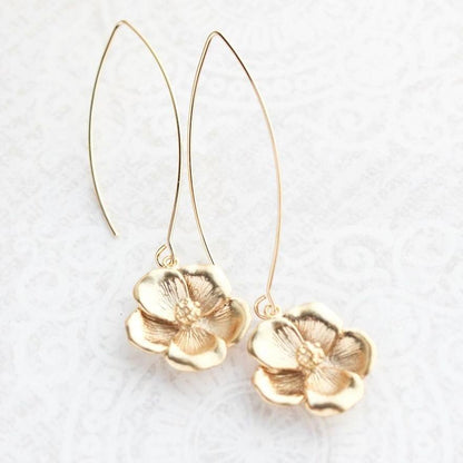 Dogwood Flower Dangles - Gold or Silver