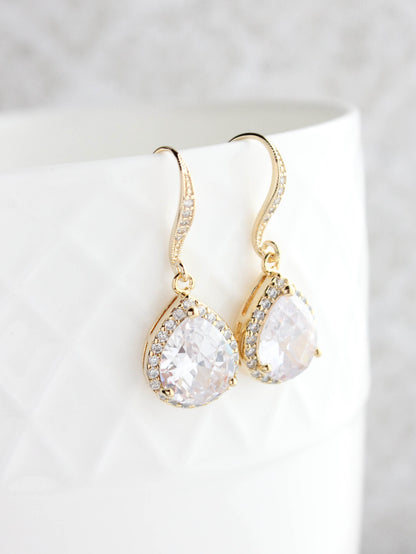 Crystal Drop Earrings - Rose Gold
