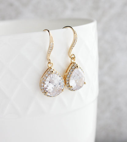 Crystal Drop Earrings - Rose Gold