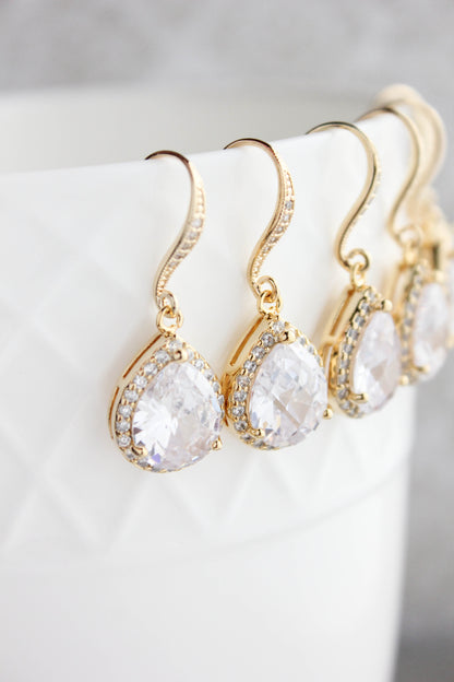 Crystal Drop Earrings - Rose Gold