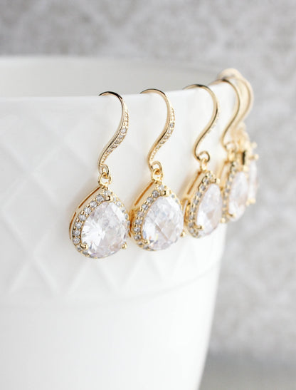 Crystal Drop Earrings - Rose Gold