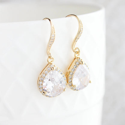 Crystal Drop Earrings - Rose Gold