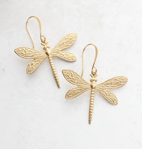 Dragonfly Earrings - Verdigris