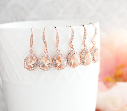 Peach Sparkle Drop - Rose Gold