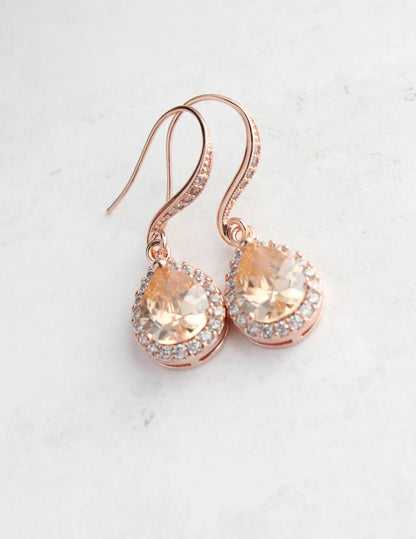 Peach Sparkle Drop - Rose Gold