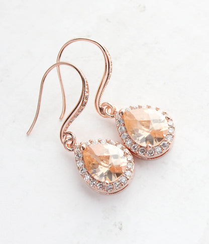 Peach Sparkle Drop - Rose Gold