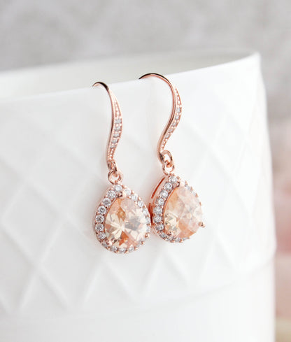 Peach Sparkle Drop - Rose Gold