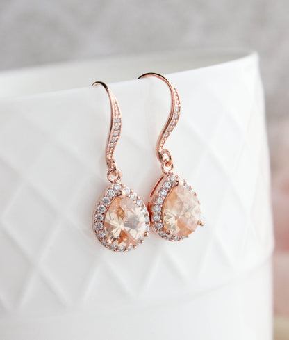 Peach Sparkle Drop - Rose Gold