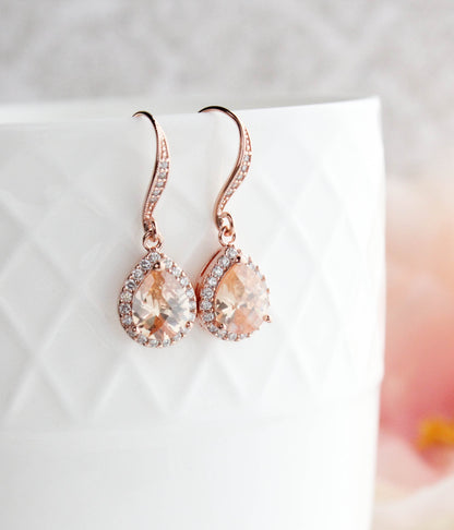 Peach Sparkle Drop - Rose Gold