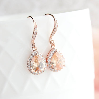 Peach Sparkle Drop - Rose Gold