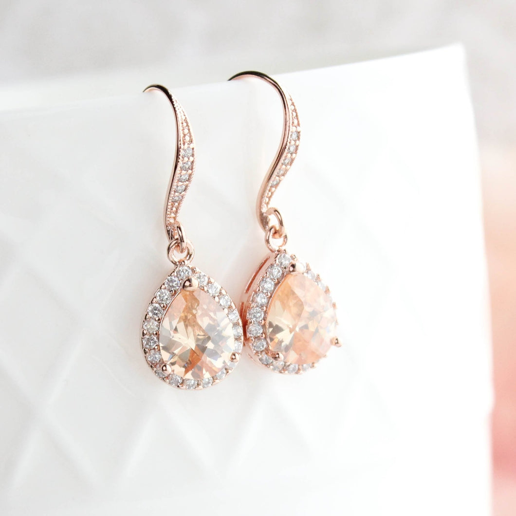 Peach Sparkle Drop - Rose Gold