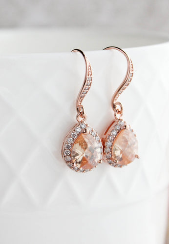 Peach Sparkle Drop - Rose Gold