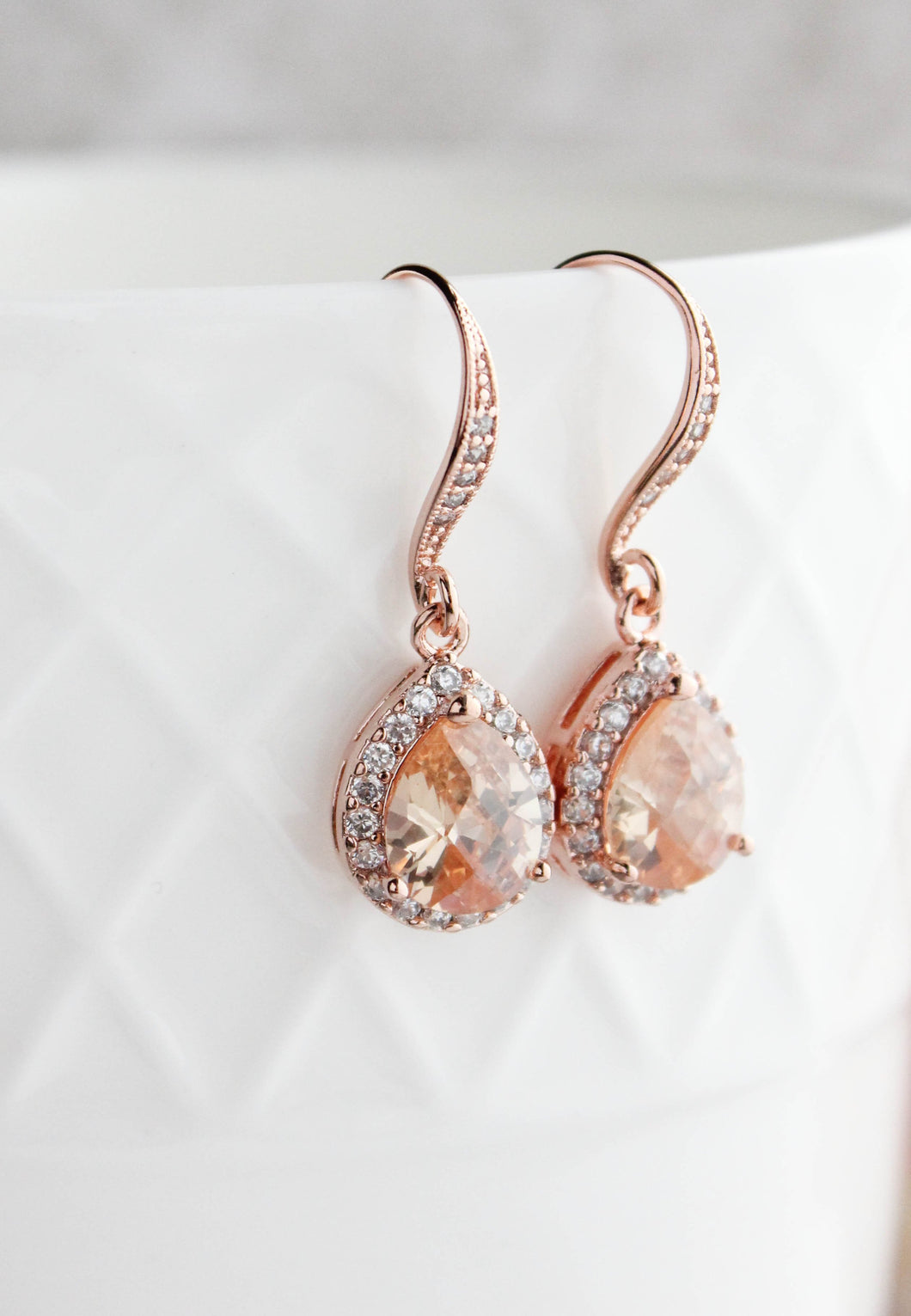 Peach Sparkle Drop - Rose Gold