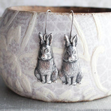 Load image into Gallery viewer, Rabbit Earrings - Antiqued Gold Brass
