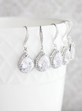 Load image into Gallery viewer, Crystal Drop Earrings - Silver