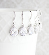 Load image into Gallery viewer, Crystal Drop Earrings - Silver